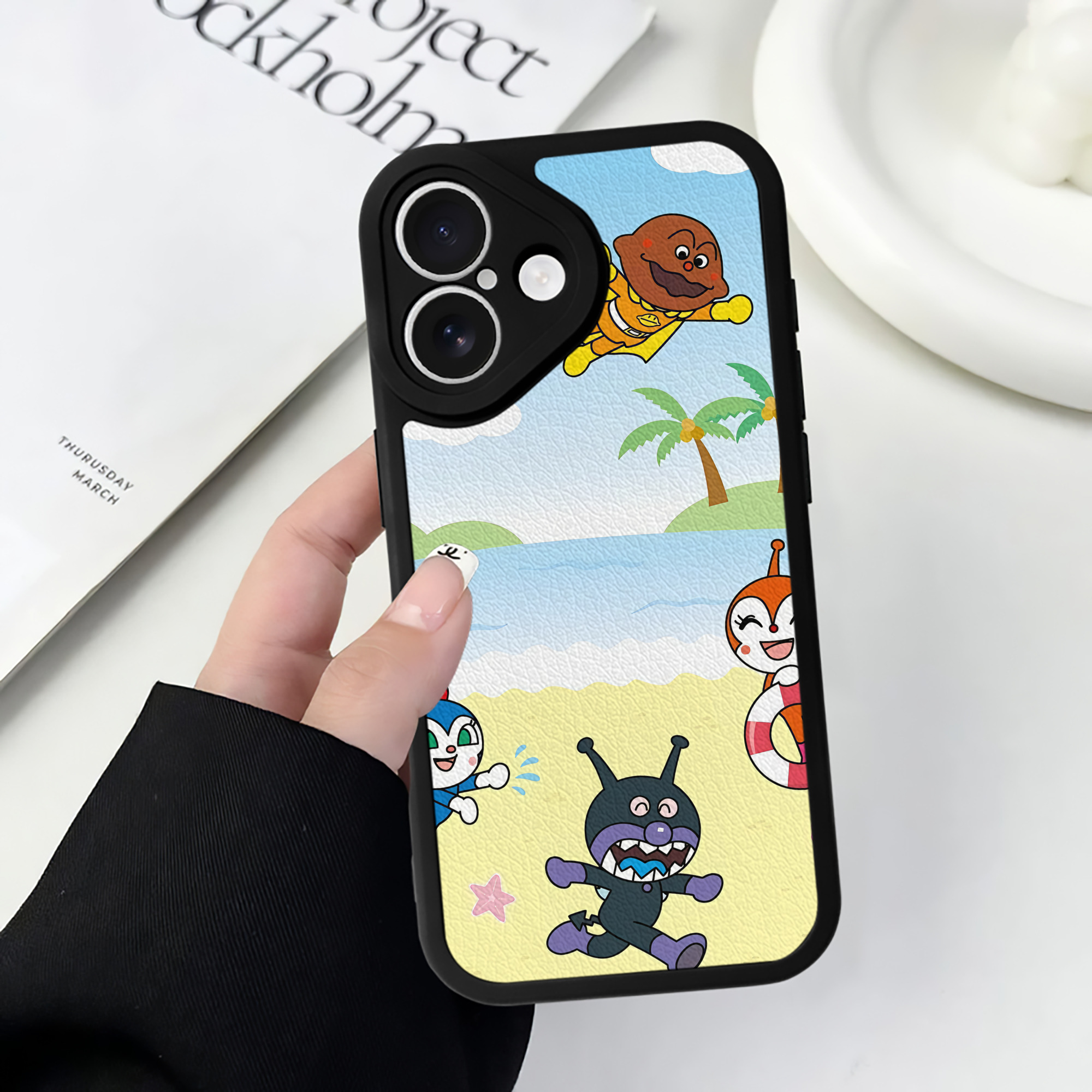 （画像用） アンパンマン Anpanman 【iPhone 16シリーズ対応】シリコンスマホケース（レザー調） 材質：シリコン